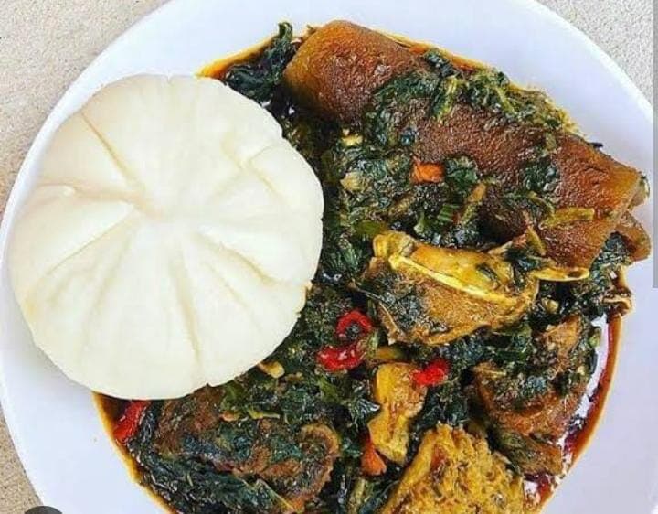 Semovita and Efo Riro Soup